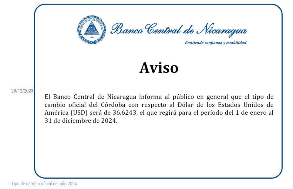 Así queda el precio del dólar en Nicaragua para este 2024 DaríoMedios